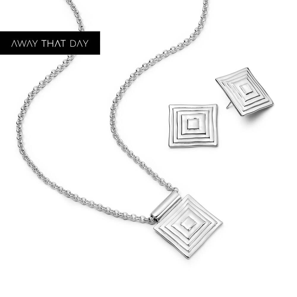 Daisy London Silver Plate Strata Square Earrings &amp; Necklace Set