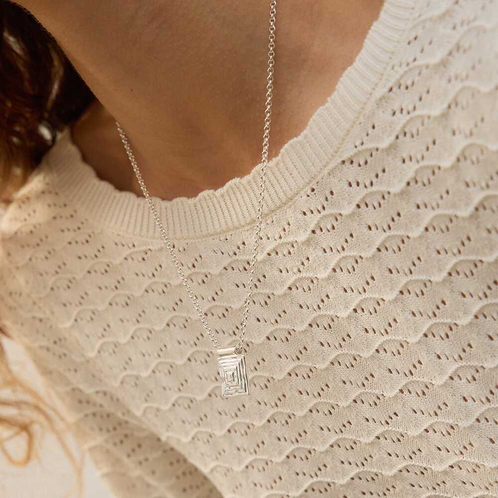 Daisy London Silver Plate Strata Square Earrings &amp; Necklace Set Additional Image - 4