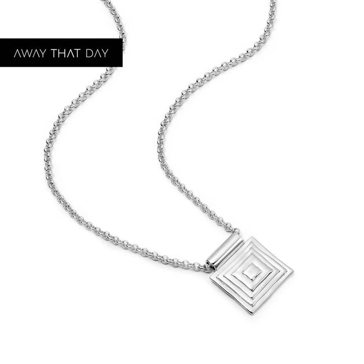 Daisy London Silver Plate Strata Square Pendant Necklace