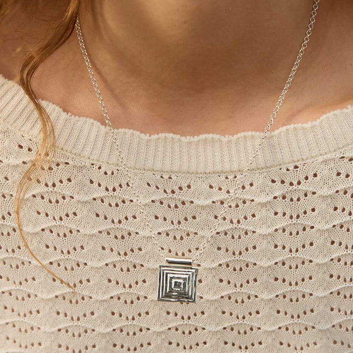 Daisy London Silver Plate Strata Square Pendant Necklace Additional Image - 1