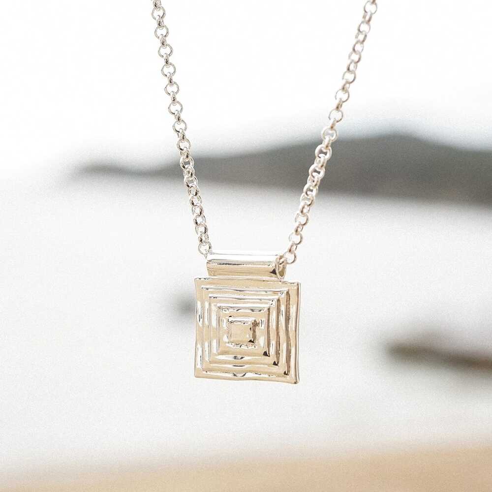 Daisy London Silver Plate Strata Square Pendant Necklace Additional Image - 2