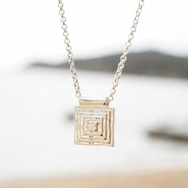 Daisy London Silver Plate Strata Square Pendant Necklace Additional Image - 2