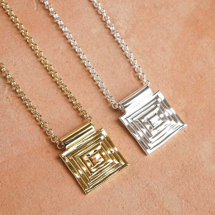 Daisy London Silver Plate Strata Square Pendant Necklace Additional Image - 3