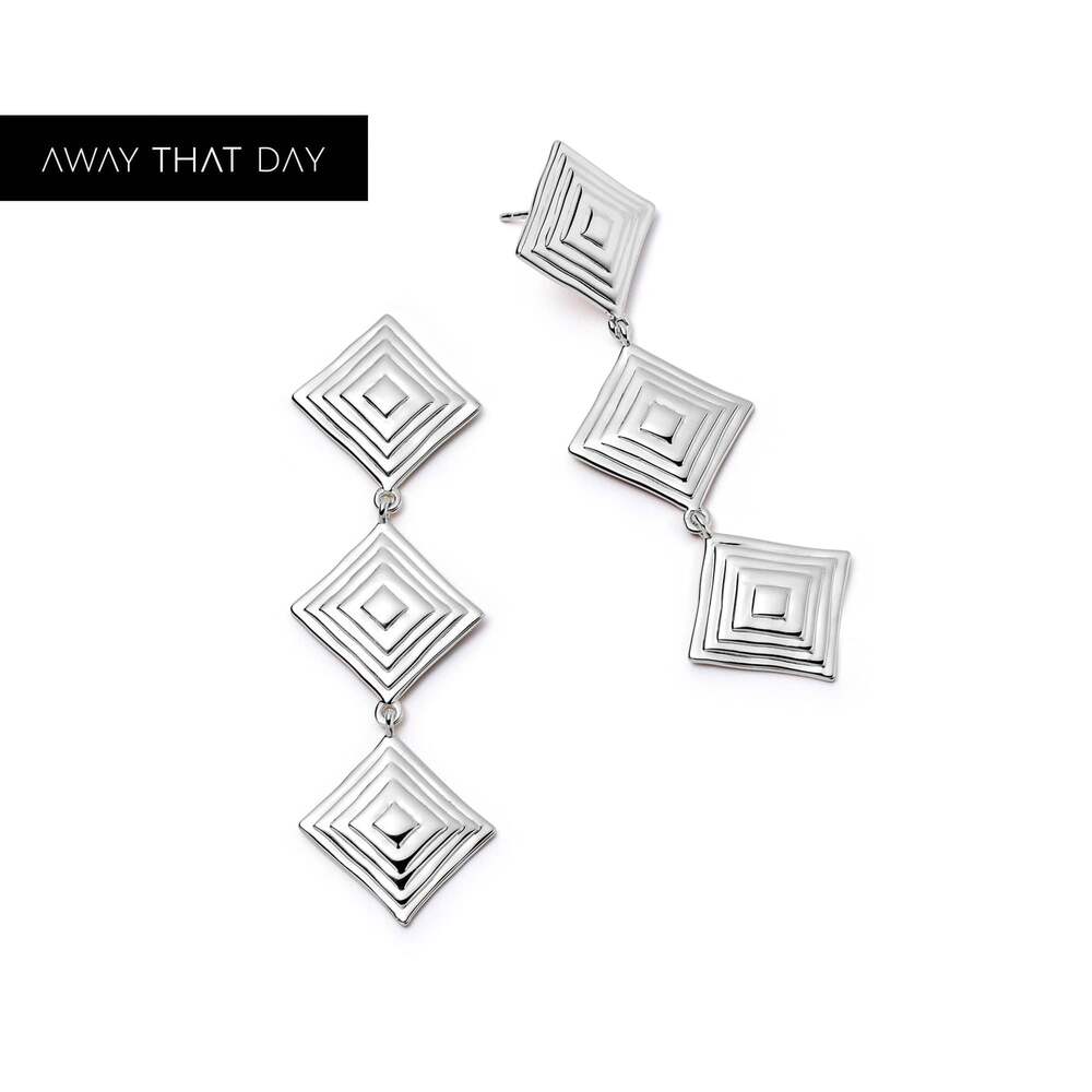 Daisy London Silver Plate Strata Triple Drop Earrings