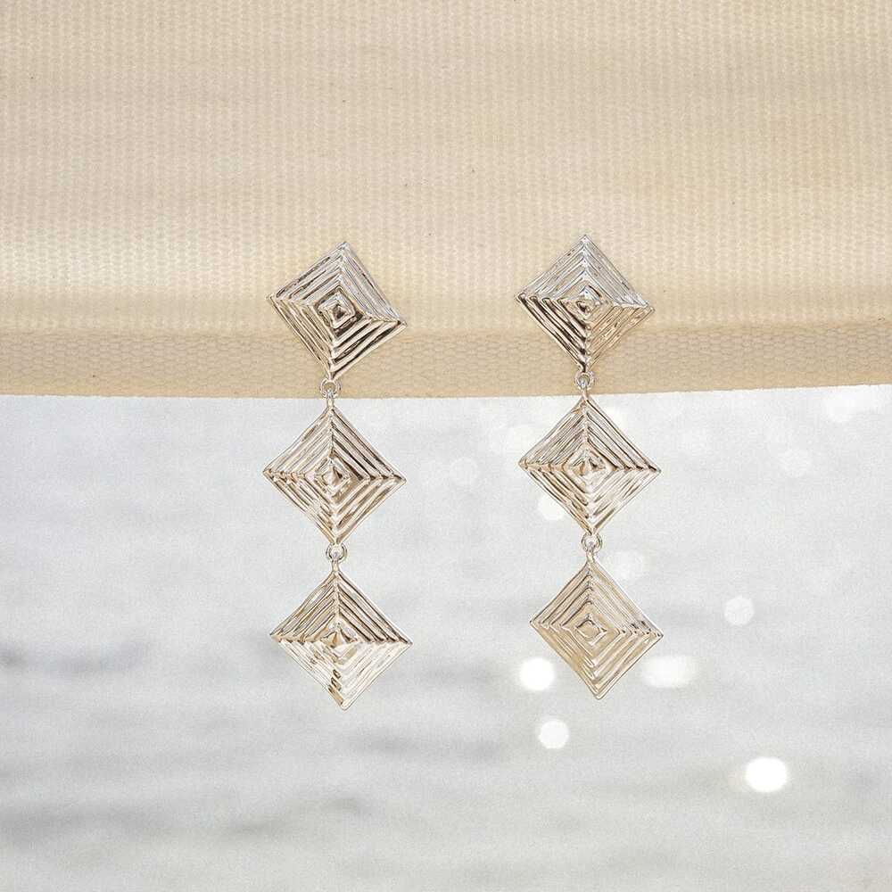 Daisy London Silver Plate Strata Triple Drop Earrings Additional Image - 2
