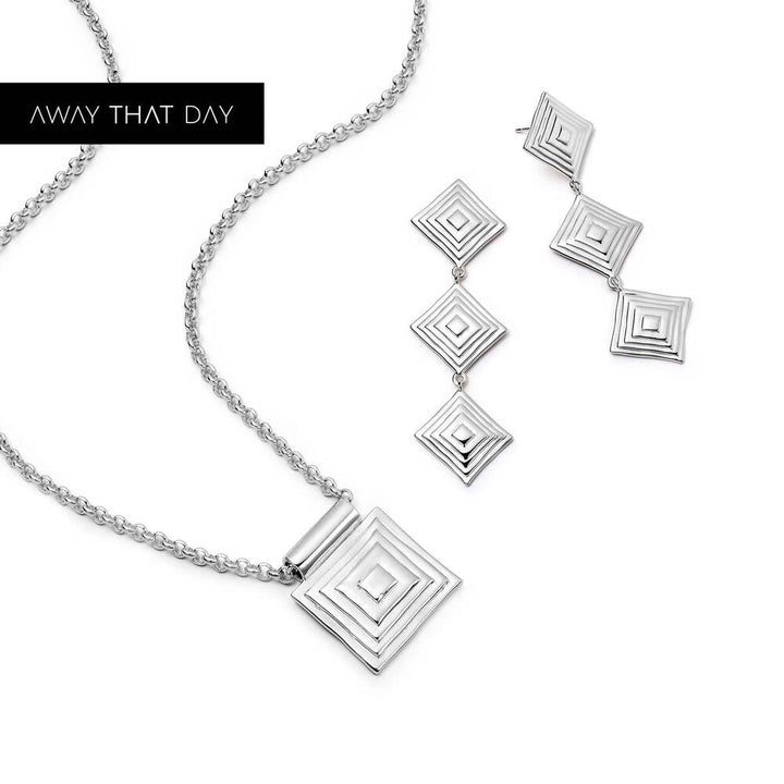 Daisy London Silver Plate Strata Triple Drop Earrings &amp; Necklace Set