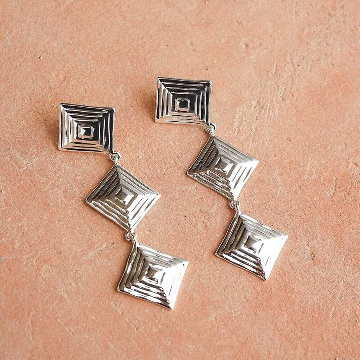 Daisy London Silver Plate Strata Triple Drop Earrings &amp; Necklace Set Additional Image - 3