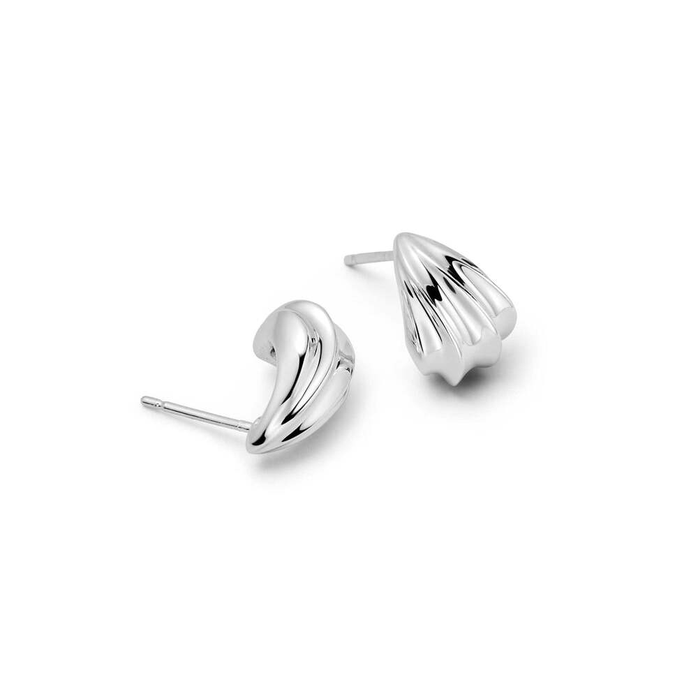 Daisy London Silver Plate Wave Stud Earrings