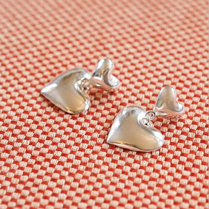 Daisy London Silver Plated Double Heart Earrings - MococoDaisy LondonHTE01_SLVEarrings