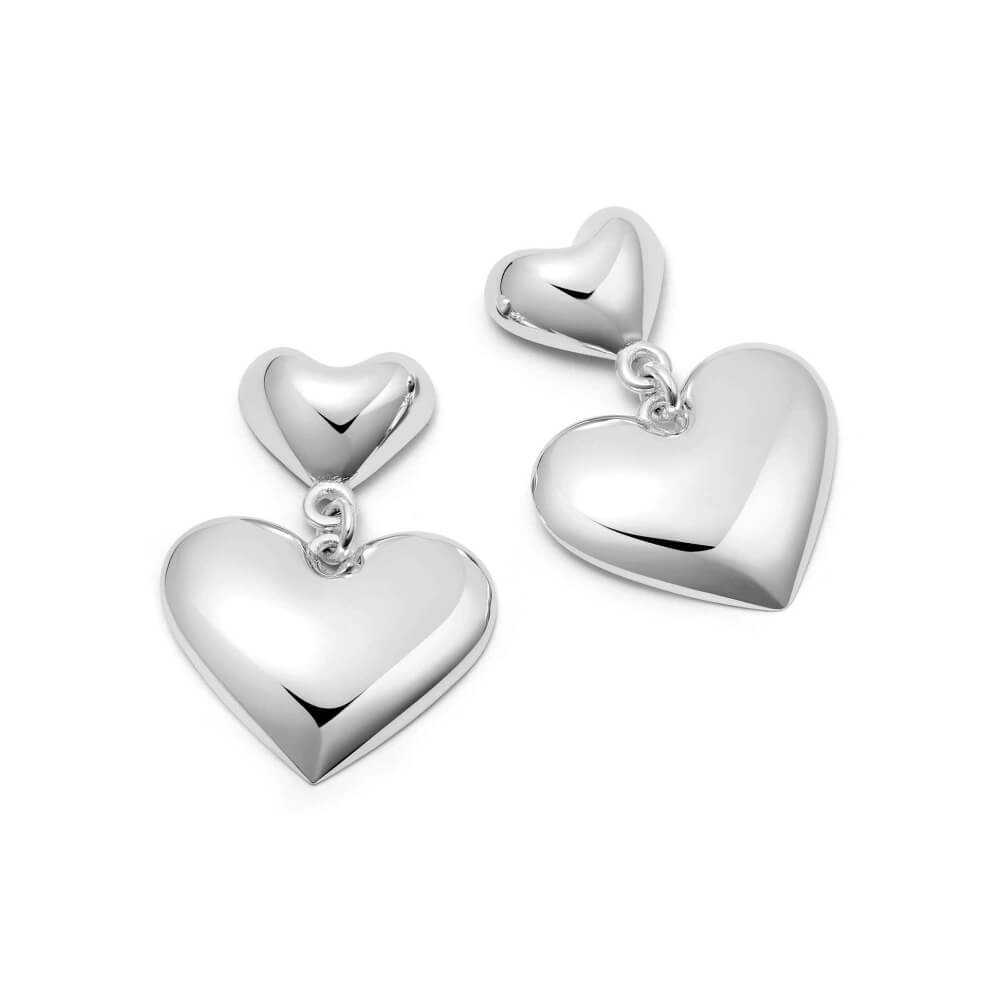 Daisy London Silver Plated Double Heart Earrings - MococoDaisy LondonHTE01_SLVEarrings