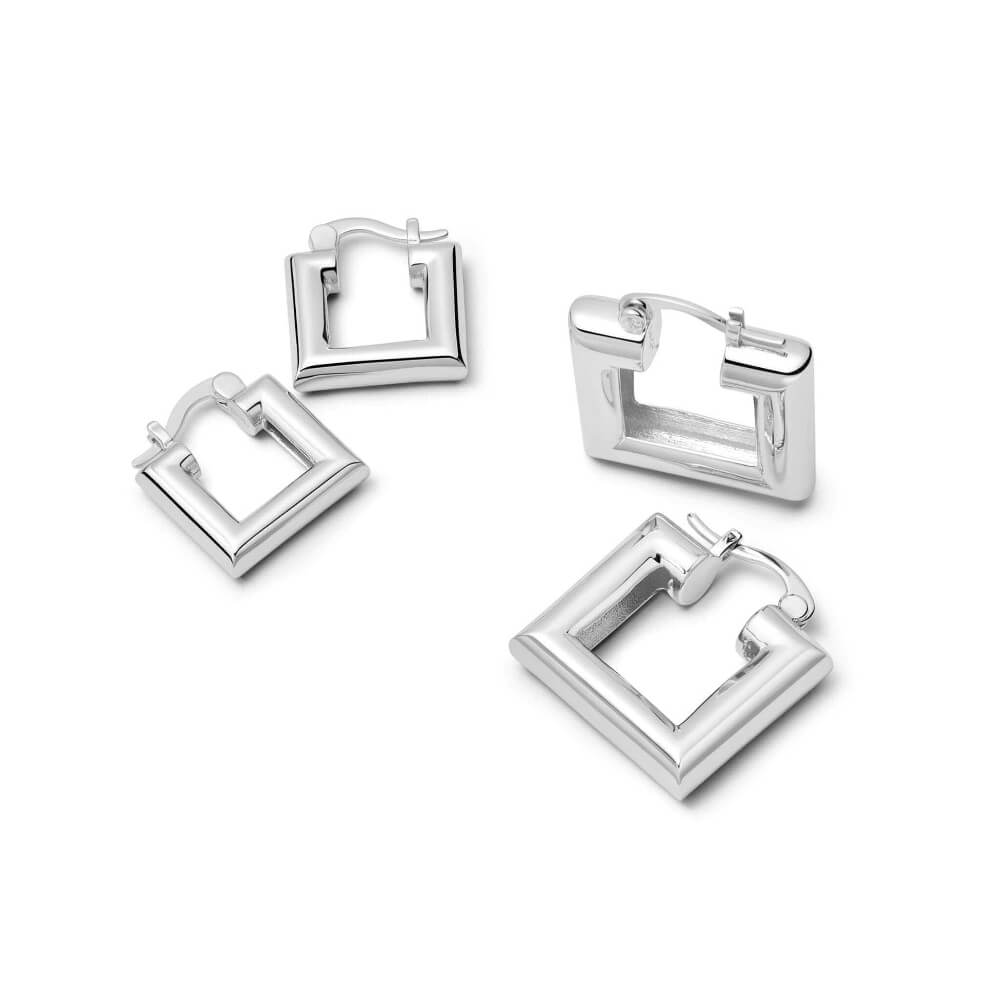 Daisy London Silver Plated Polly Sayer Chubby Hoop Earring Stack - MococoDaisy LondonGSET151_SLVEarrings