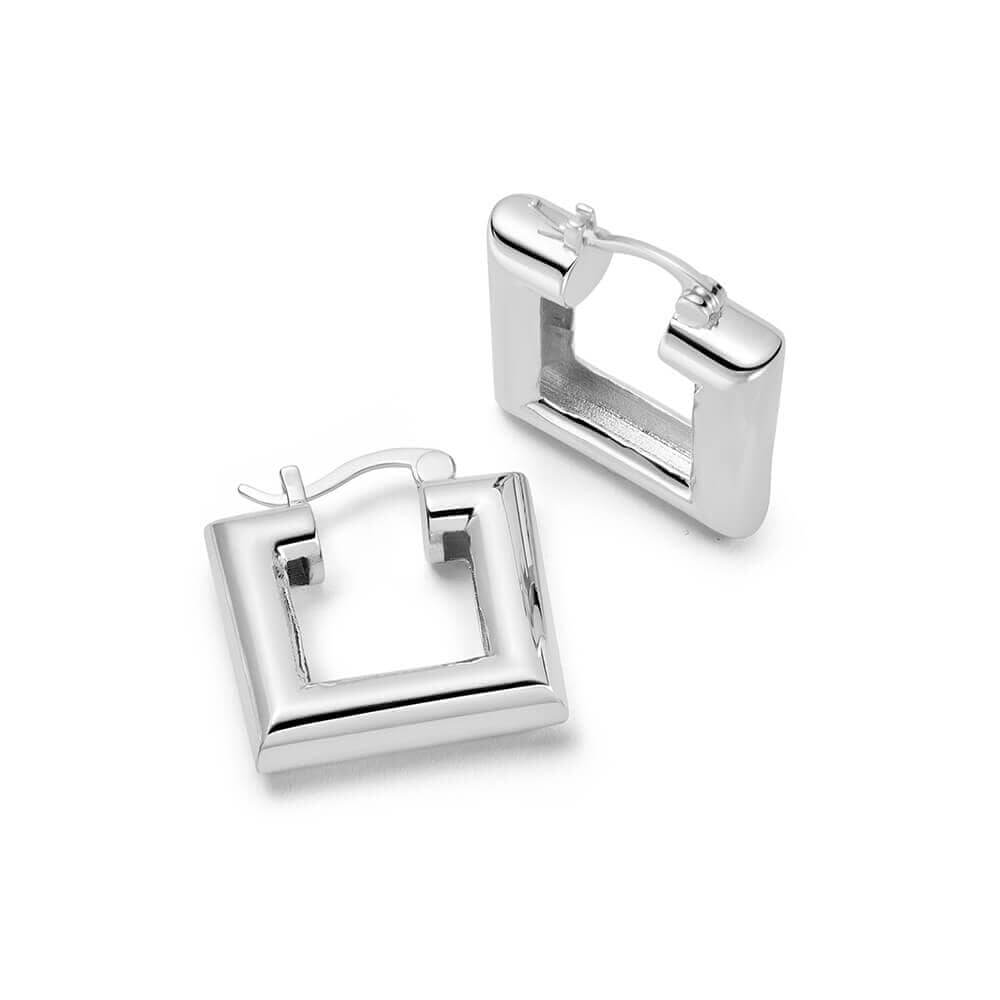 Daisy London Silver Plated Polly Sayer Chubby Square Hoop Earrings - MococoDaisy LondonSPE03_SLVEarrings