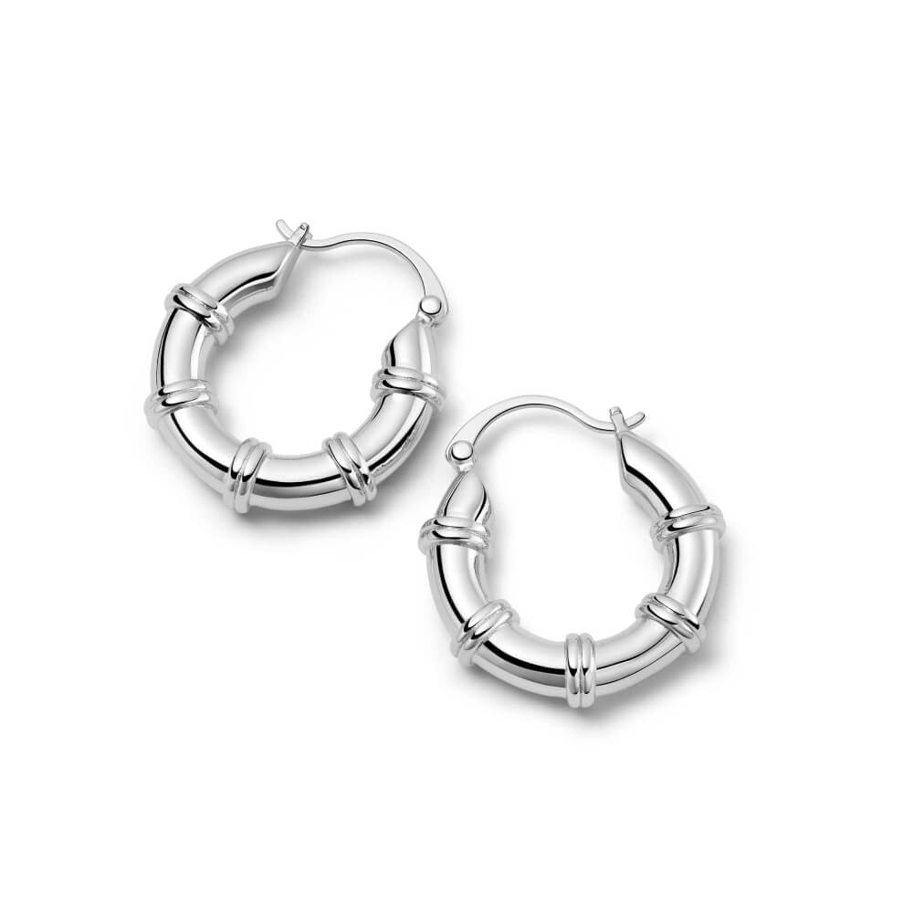 Daisy London Silver Plated Polly Sayer Chunky Hoop Earrings - MococoDaisy LondonSPE08_SLVEarrings