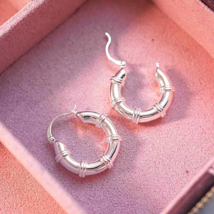 Daisy London Silver Plated Polly Sayer Chunky Hoop Earrings - MococoDaisy LondonSPE08_SLVEarrings