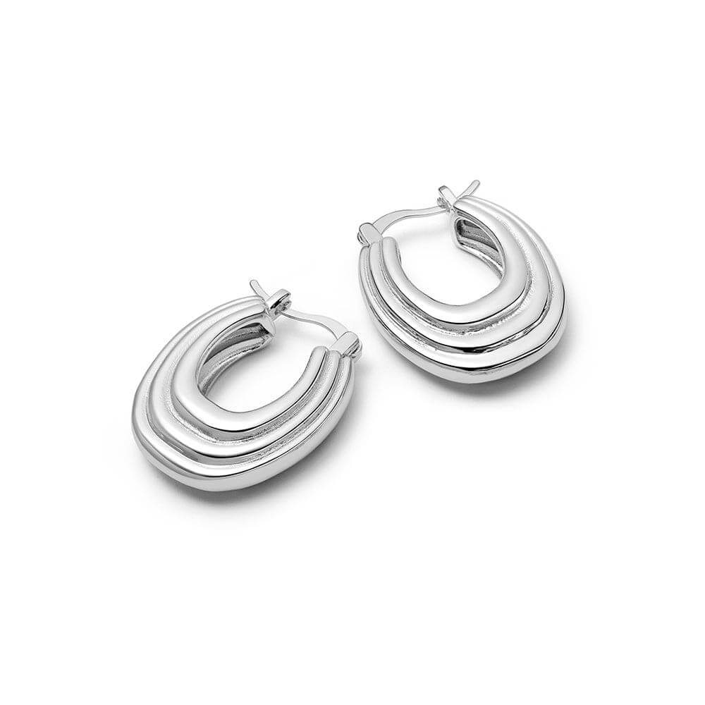 Daisy London Silver Plated Polly Sayer Chunky Ridge Hoop Earrings - MococoDaisy LondonSPE05_SLVEarrings