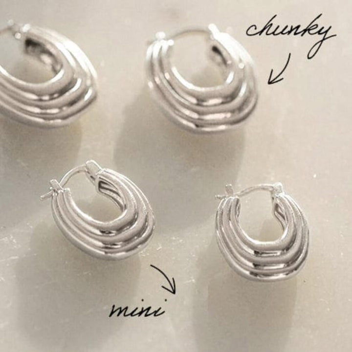Daisy London Silver Plated Polly Sayer Mini Ridge Hoop Earrings - MococoDaisy LondonSPE07_SLVEarrings