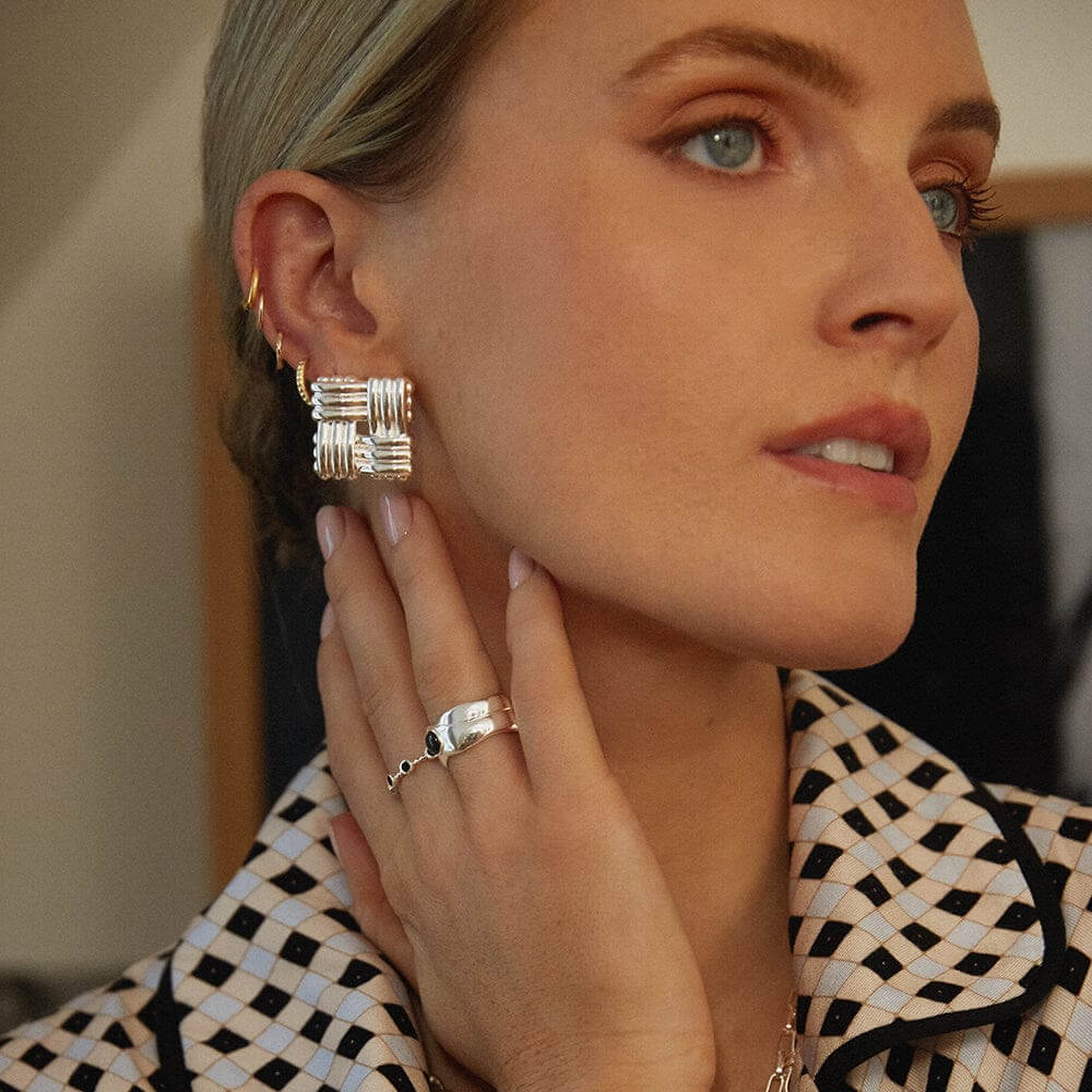 Daisy London Silver Plated Polly Sayer Oversized Lattice Stud Earrings - MococoDaisy LondonSPE10_SLVEarrings