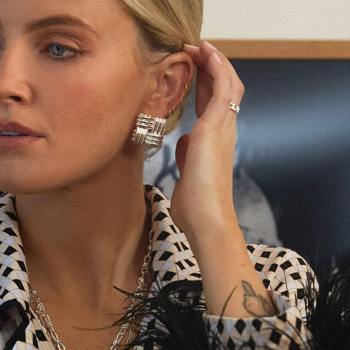 Daisy London Silver Plated Polly Sayer Oversized Lattice Stud Earrings - MococoDaisy LondonSPE10_SLVEarrings