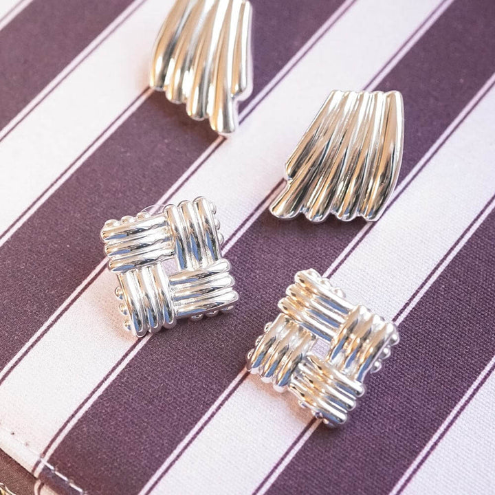 Daisy London Silver Plated Polly Sayer Oversized Lattice Stud Earrings - MococoDaisy LondonSPE10_SLVEarrings