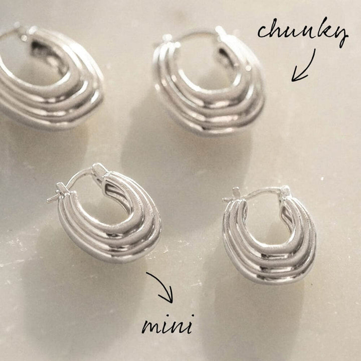 Daisy London Silver Plated Polly Sayer Ridge Hoop Earring Stack - MococoDaisy LondonGSET152_SLVEarrings