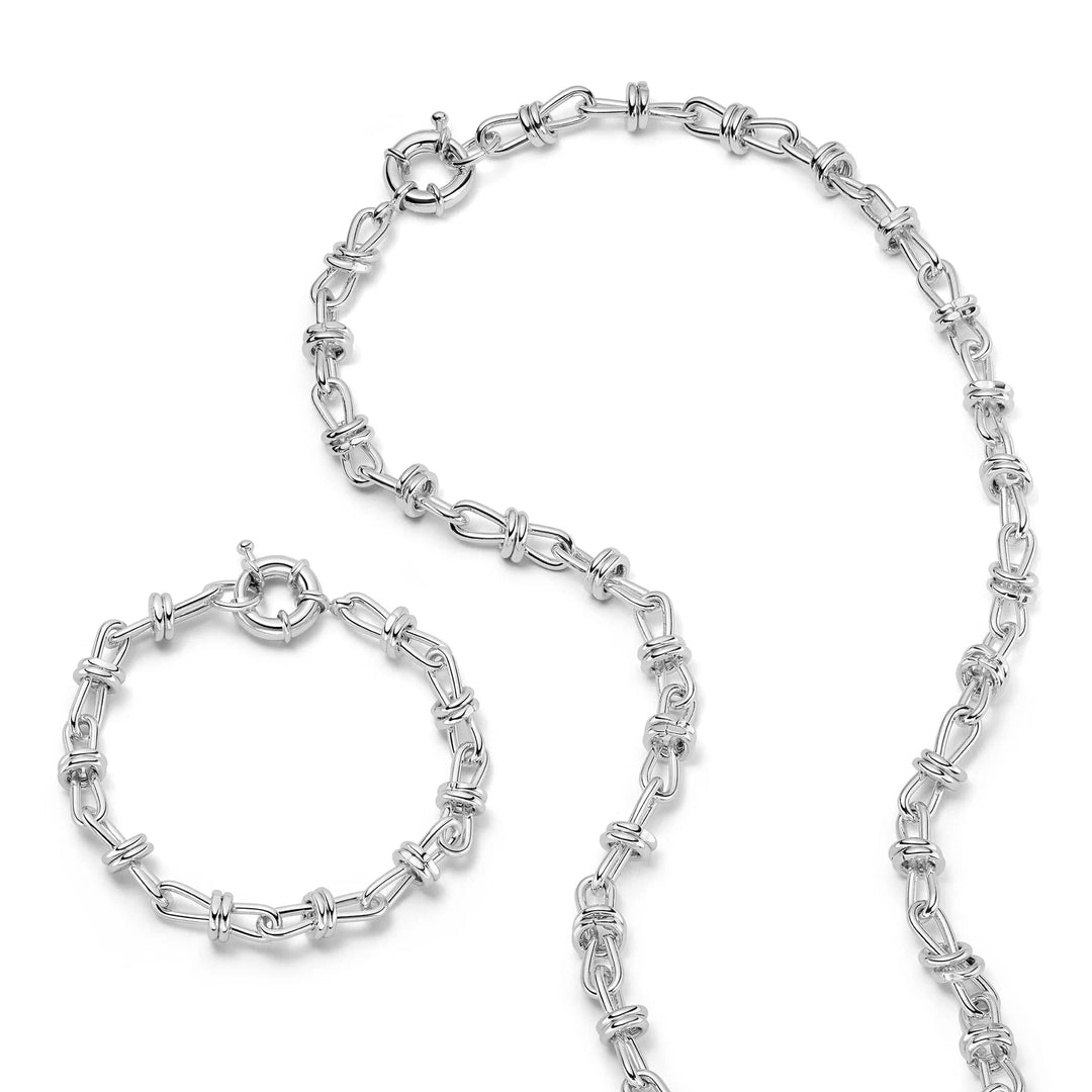 Daisy London Silver Polly Knot Bracelet and Necklace Set - MococoDaisy LondonJewellery Sets