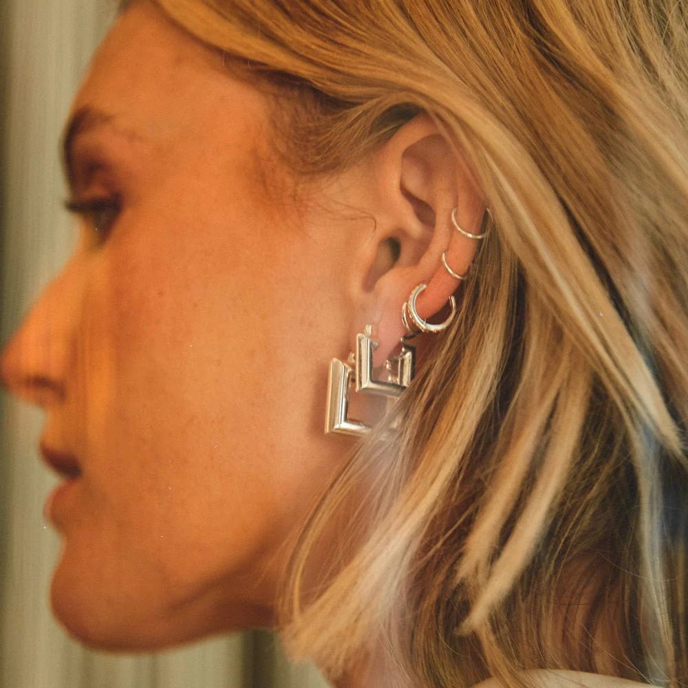 Daisy London Silver Polly Mini Chubby Square Hoops - MococoDaisy LondonSPE06_SLVEarrings