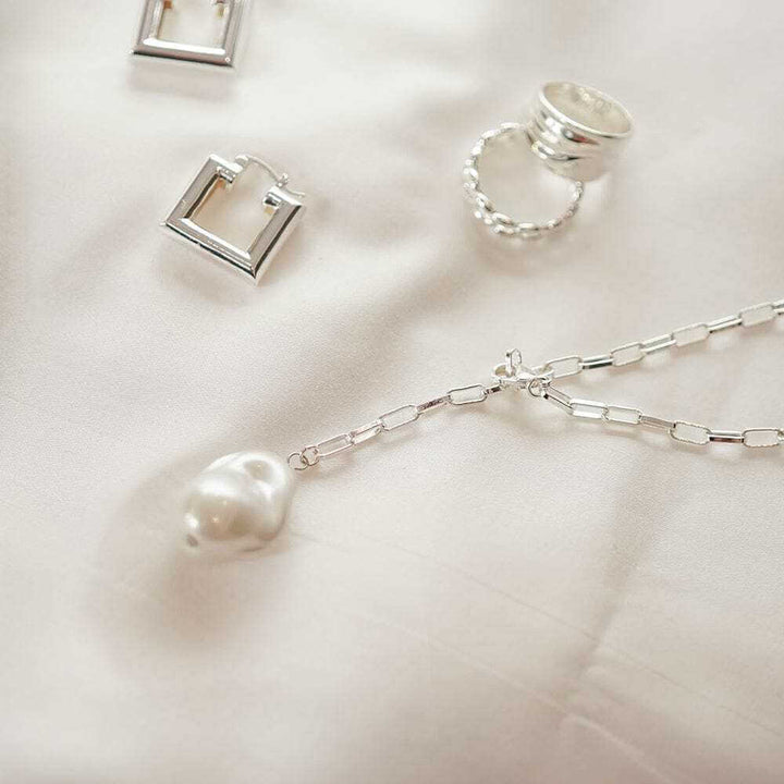 Daisy London Silver Polly Sayer Baroque Pearl Chain Necklace - MococoDaisy LondonSPN02_SLVNecklaces