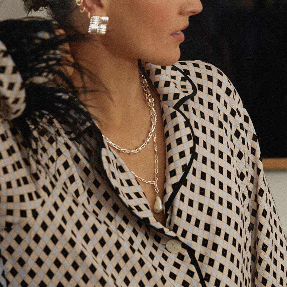 Daisy London Silver Polly Sayer Baroque Pearl Chain Necklace - MococoDaisy LondonSPN02_SLVNecklaces