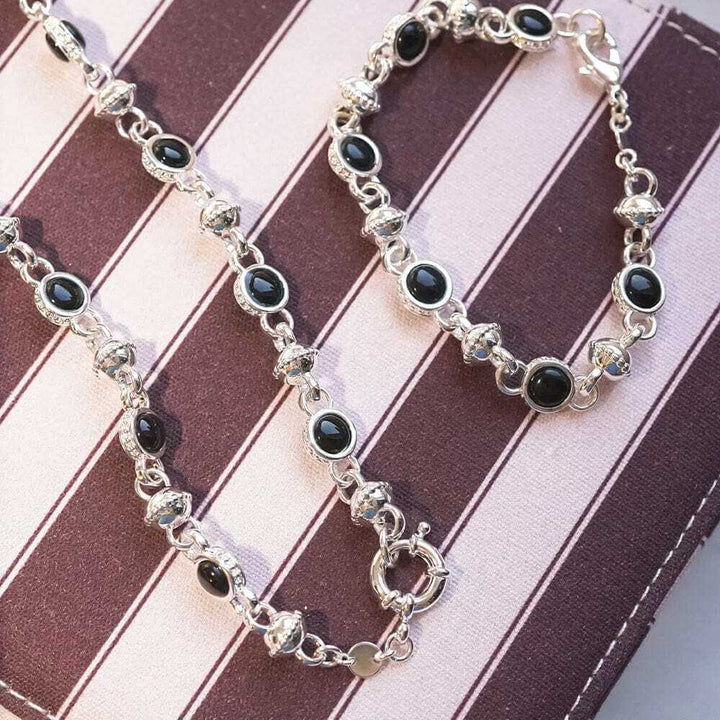 Daisy London Silver Polly Sayer Black Onyx Chain Necklace - MococoDaisy LondonSPN07_SLVNecklaces