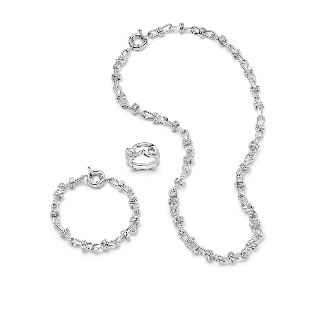 Daisy London Silver Polly Sayer Chunky Knot Look Layering set - MococoDaisy LondonGSET136_SLV_XSJewellery Sets