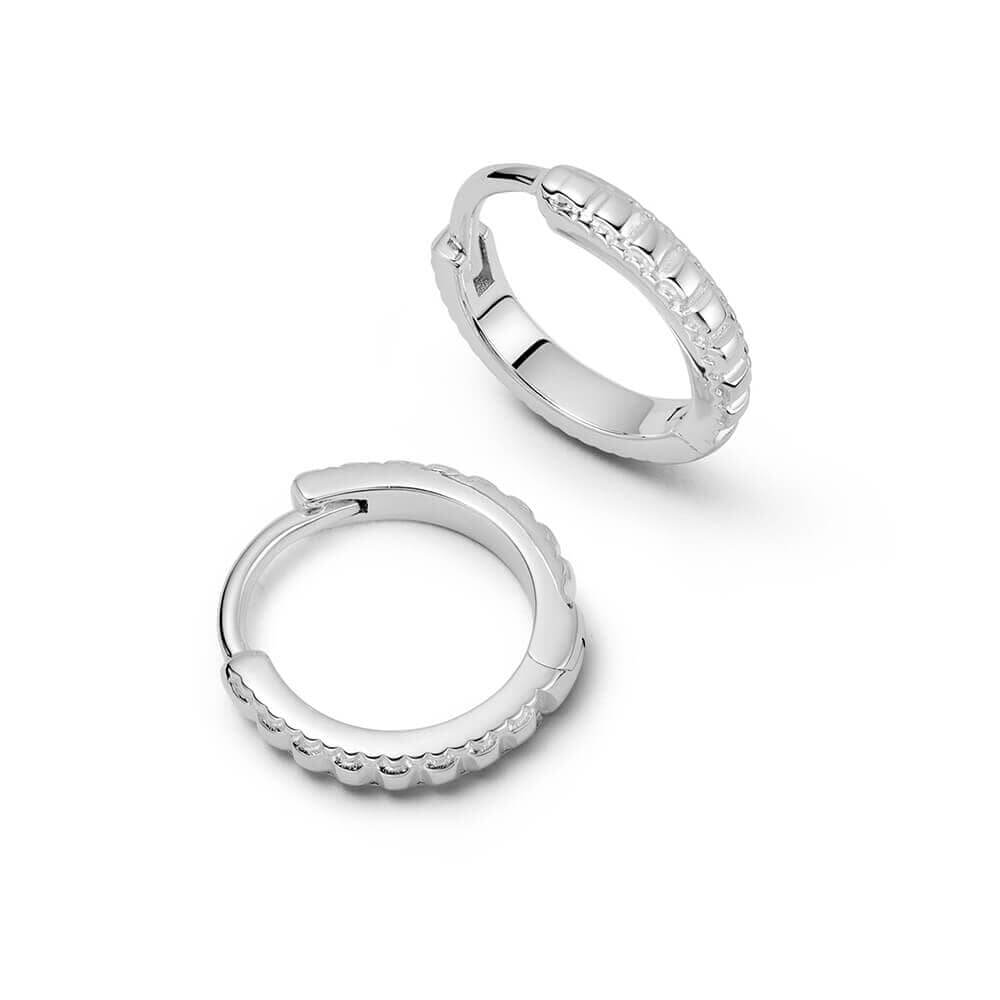 Daisy London Silver Polly Sayer Ridge Huggie Hoop Earrings - MococoDaisy LondonSPE04_SLVEarrings