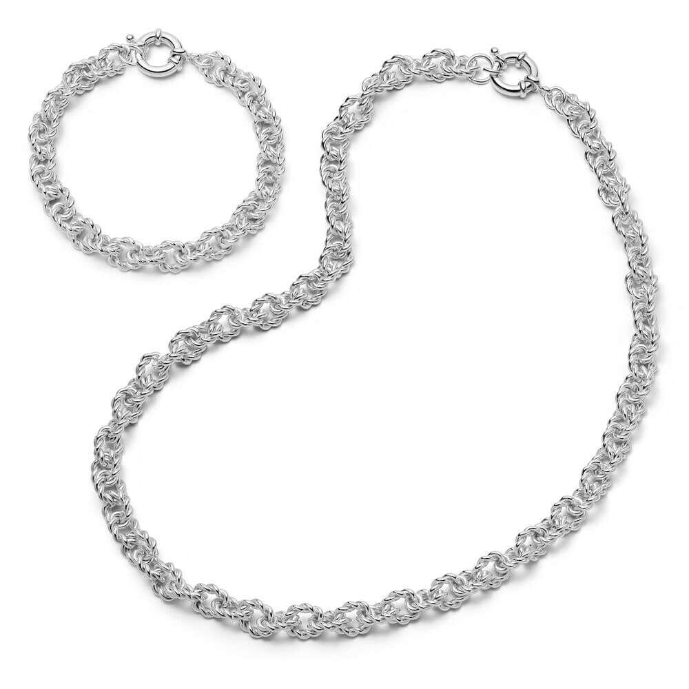 Daisy London Silver Polly Sayer Vintage Rope Chain Layering Set - MococoDaisy LondonGSET164_SLVJewellery Sets