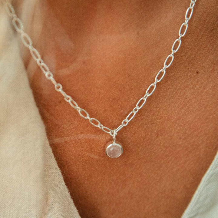 Daisy London Silver Rose Quartz Chunky Healing Stone Necklace - MococoDaisy LondonHN5005_SLVNecklaces