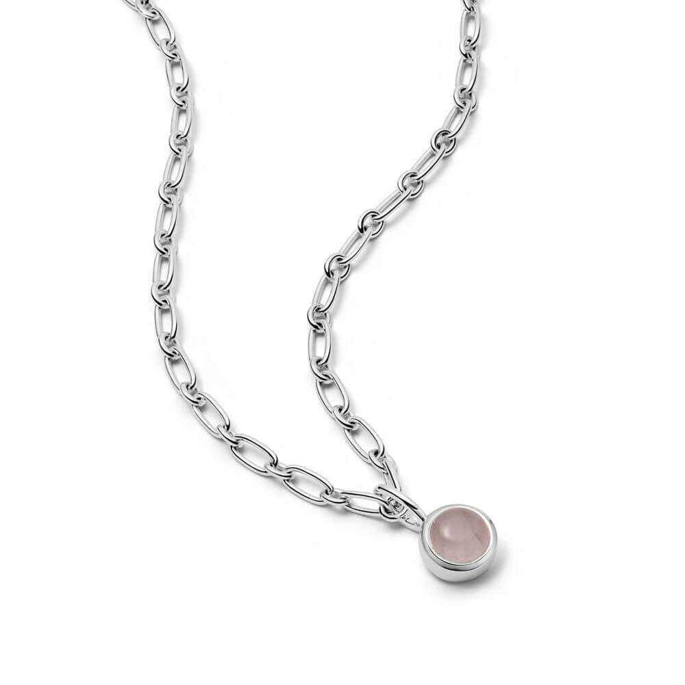 Daisy London Silver Rose Quartz Chunky Healing Stone Necklace - MococoDaisy LondonHN5005_SLVNecklaces