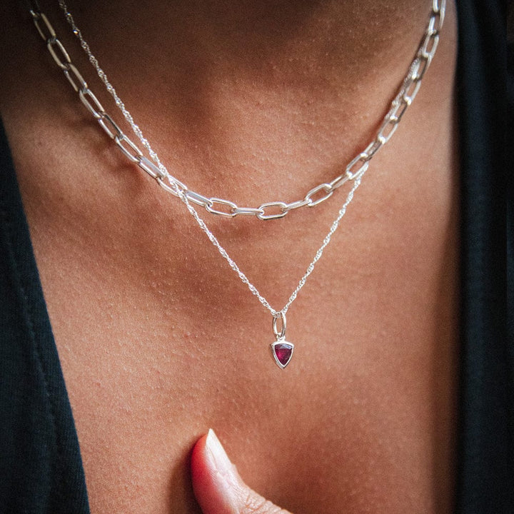 Daisy London Silver Ruby July Birthstone Charm Necklace - MococoDaisy LondonBS19_SLVNecklaces