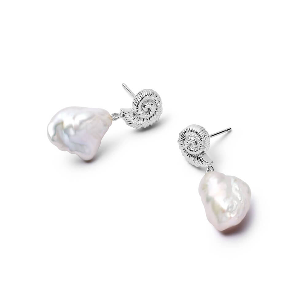 Daisy London Silver Shell Baroque Pearl Drop Earrings - MococoDaisy LondonSE16_SLVEarrings