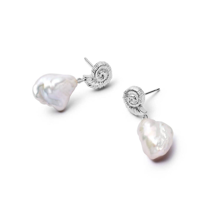 Daisy London Silver Shell Baroque Pearl Drop Earrings - MococoDaisy LondonSE16_SLVEarrings