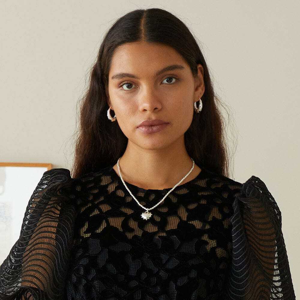 Daisy London Silver Shrimps Chubby Heart Pearl Necklace - MococoDaisy LondonSHN012_SLVNecklaces