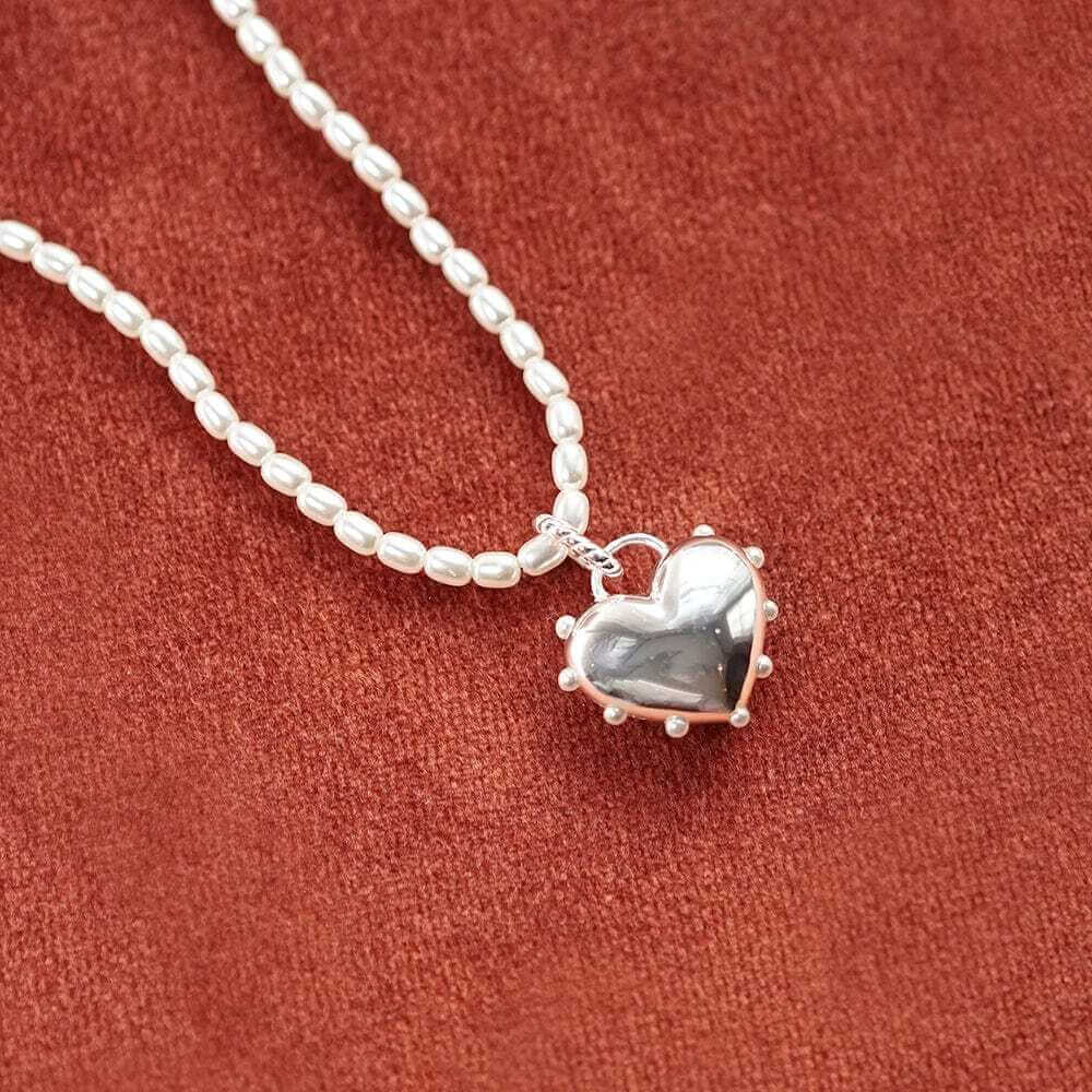 Daisy London Silver Shrimps Chubby Heart Pearl Necklace - MococoDaisy LondonSHN012_SLVNecklaces