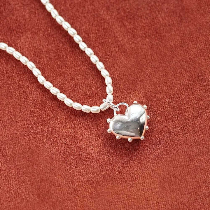 Daisy London Silver Shrimps Chubby Heart Pearl Necklace - MococoDaisy LondonSHN012_SLVNecklaces
