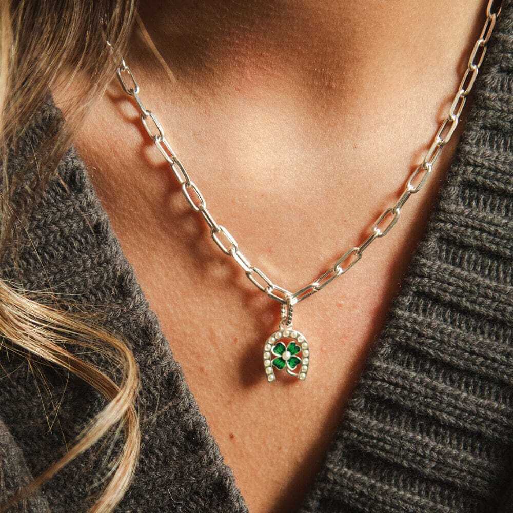 Daisy London Silver Shrimps Clover Charm Chunky Necklace - MococoDaisy LondonSHN014_SLVNecklaces