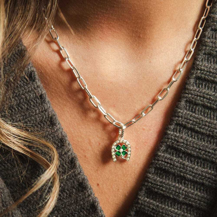 Daisy London Silver Shrimps Clover Charm Chunky Necklace - MococoDaisy LondonSHN014_SLVNecklaces