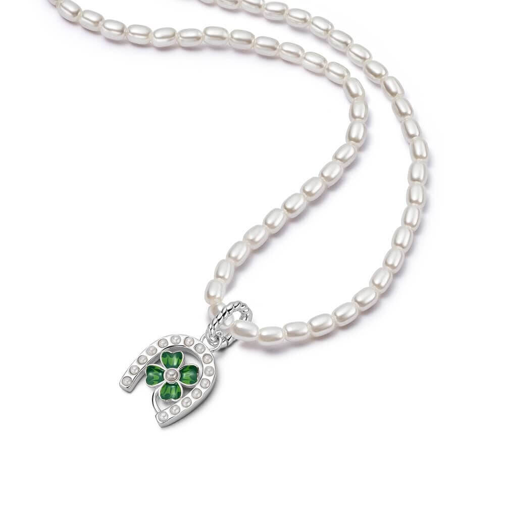 Daisy London Silver Shrimps Clover Charm Pearl Necklace - MococoDaisy LondonSHN015_SLVNecklaces