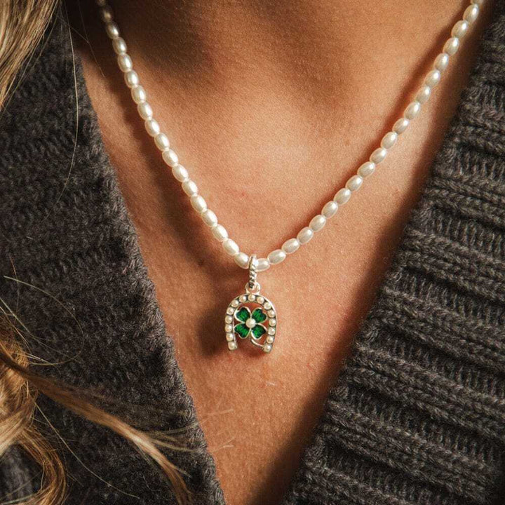 Daisy London Silver Shrimps Clover Charm Pearl Necklace - MococoDaisy LondonSHN015_SLVNecklaces