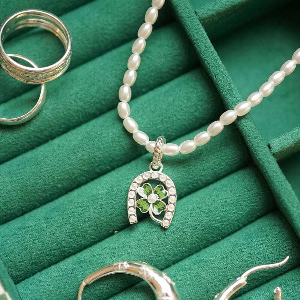 Daisy London Silver Shrimps Clover Charm Pearl Necklace - MococoDaisy LondonSHN015_SLVNecklaces