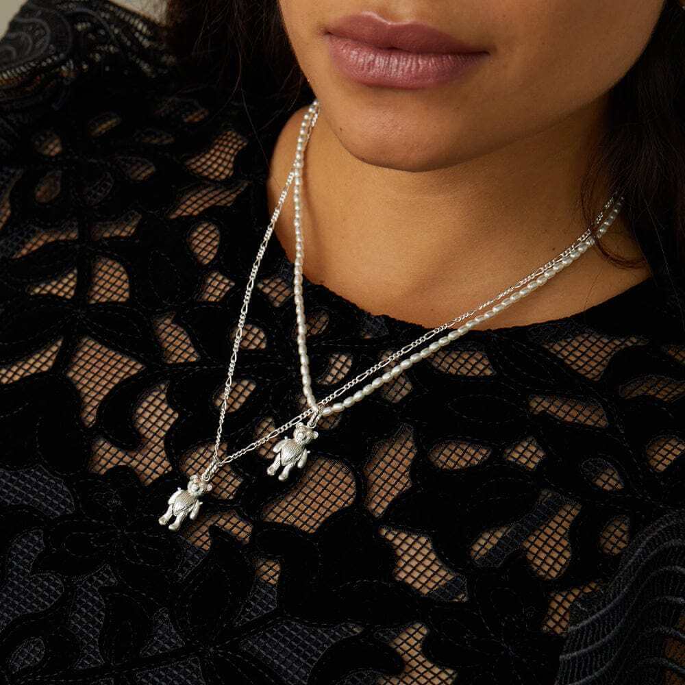 Daisy London Silver Shrimps Teddy Bear Pearl Necklace - MococoDaisy LondonSHN010_SLVNecklaces