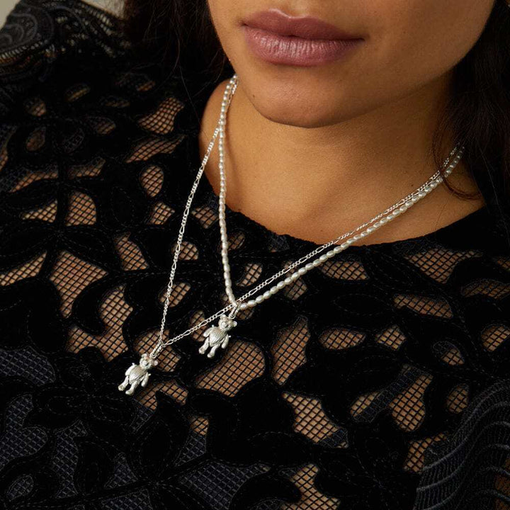 Daisy London Silver Shrimps Teddy Bear Pearl Necklace - MococoDaisy LondonSHN010_SLVNecklaces