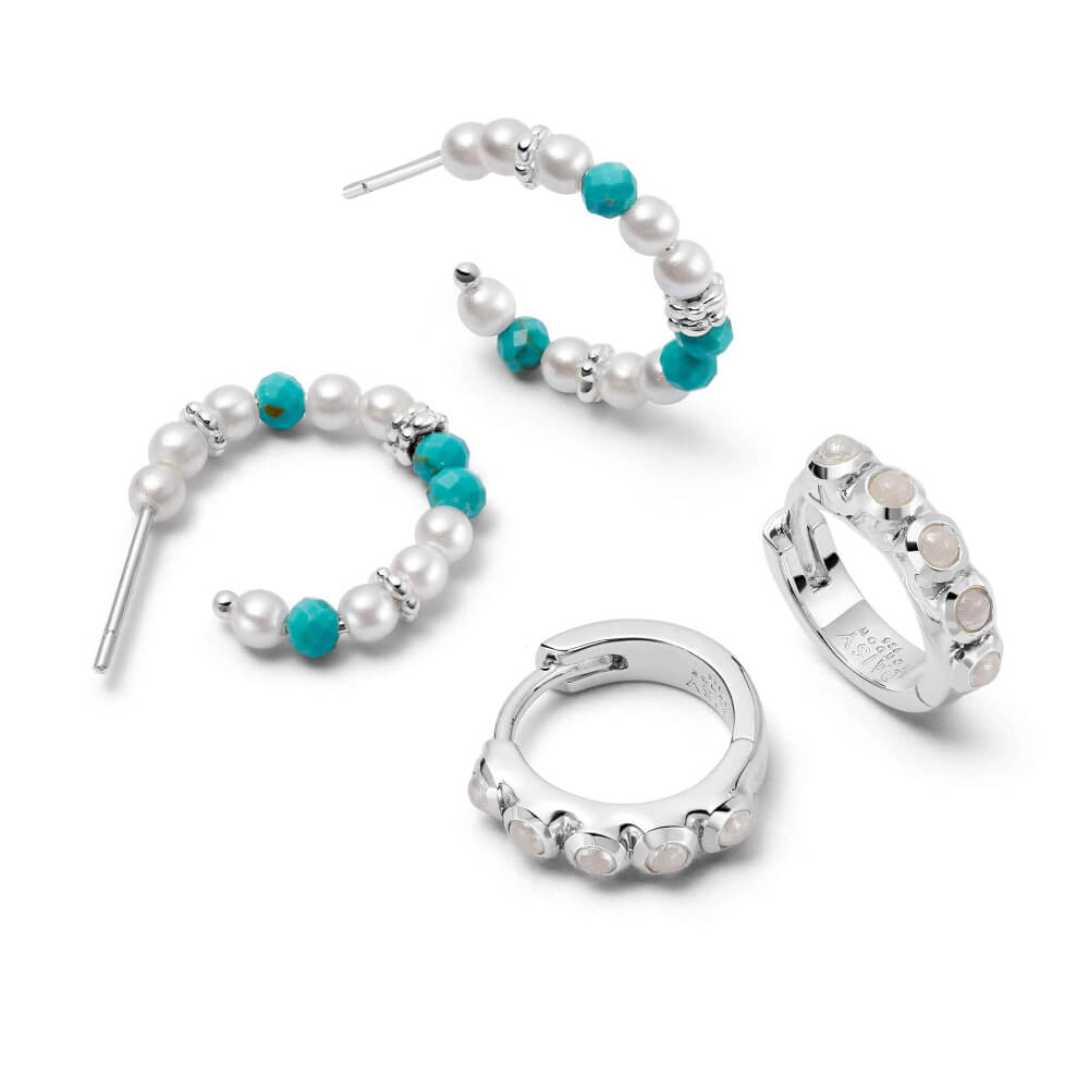 Daisy London Silver The Pearl & Turquoise Earring Stack - MococoDaisy LondonGSET128_SLVEarrings