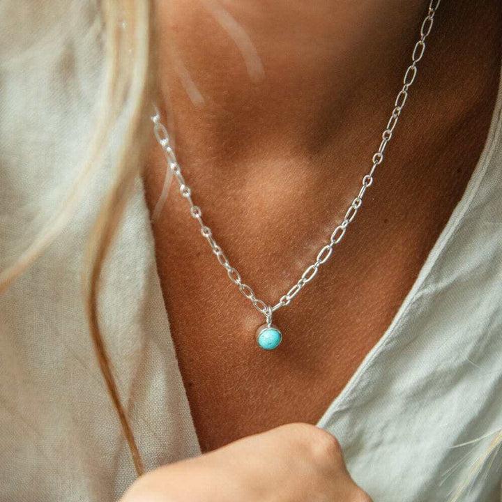 Daisy London Silver Turquoise Chunky Healing Stone Necklace - MococoDaisy LondonHN5010_SLVNecklaces