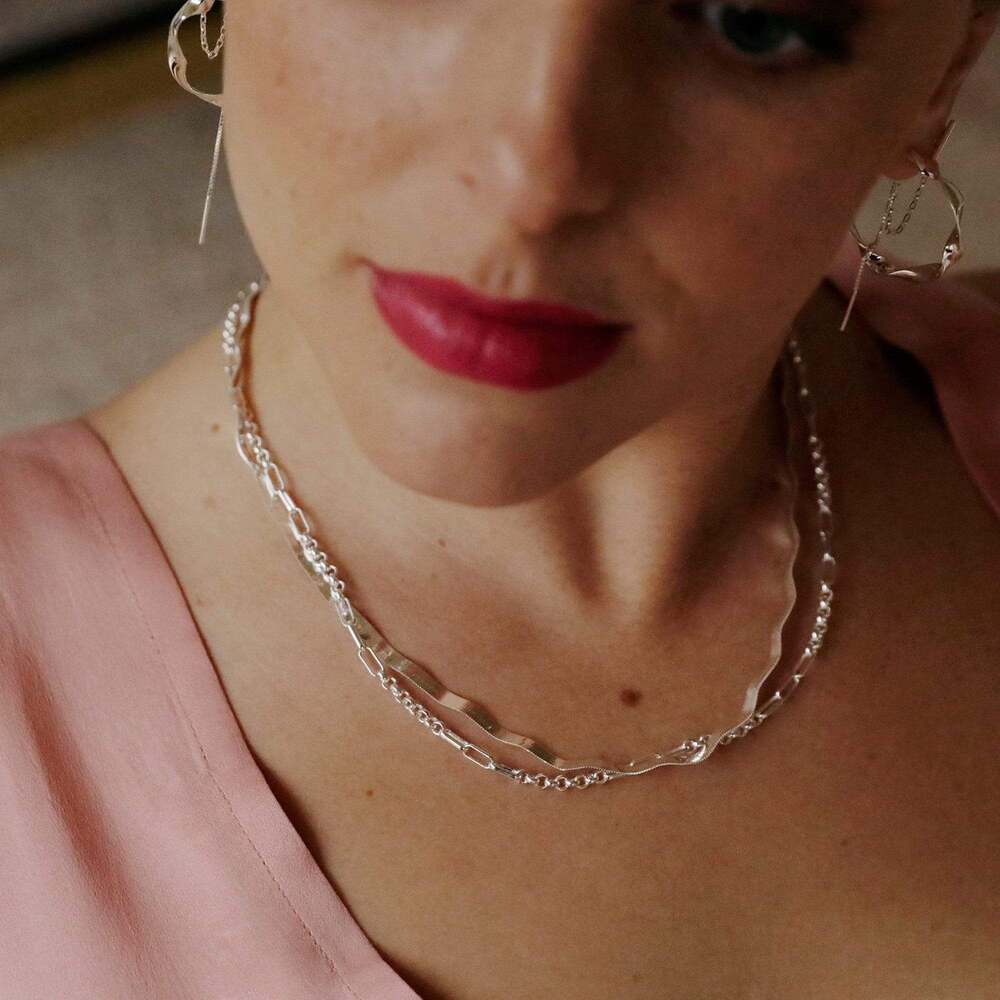 Daisy London Silver Wavy Interlock Necklace Layering Set - MococoDaisy LondonGSET76Jewellery Sets